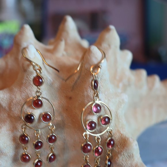 Garnet Dangle Earrings - Picture 2 of 4